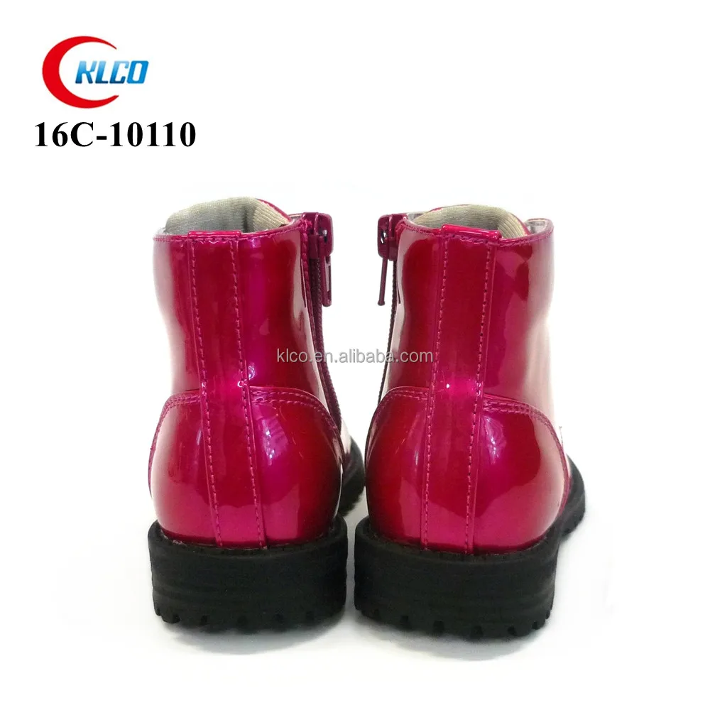 Оптовая продажа, детская обувь на плоской подошве из искусственной кожи, блестящие ботинки для девочек