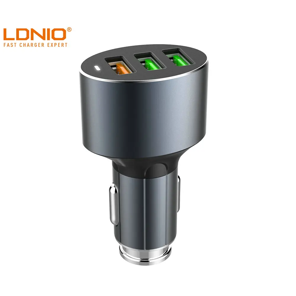 LDNIO C703Q  Hot Sale 3.6A Three USB Port  Support QC3.0 Mobile phone Car Charger For iPhone 12/Huawei/Xiaomi Cell phone