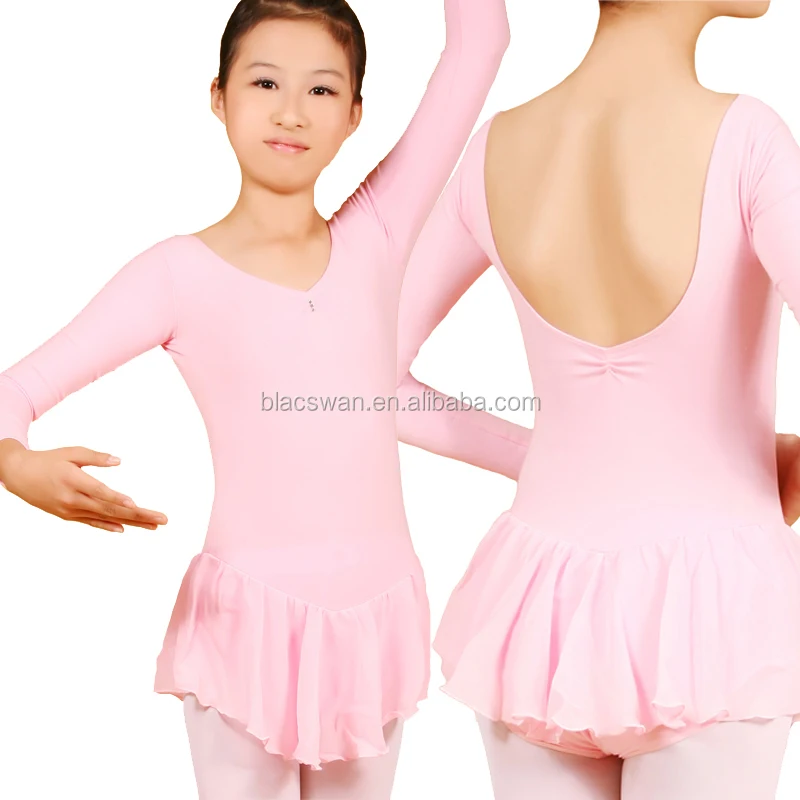 
Ballet Dress Dancing Pink Skirted Ballet Leotard Children Long Sleeve Backless Ballet Leotard ballerina clothing China SL091 