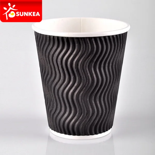 Disposable ripple wall black coffee paper cup