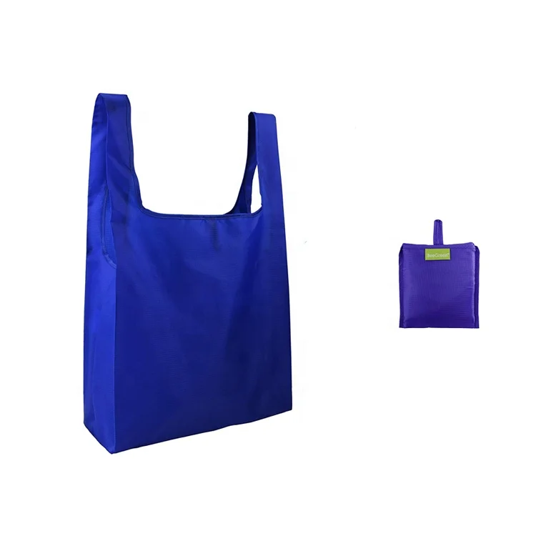 Nylon Supermarket Folding Reusable Shopping Bags Grocery Tote Foldable Ripstop Polyester Shopping Bag