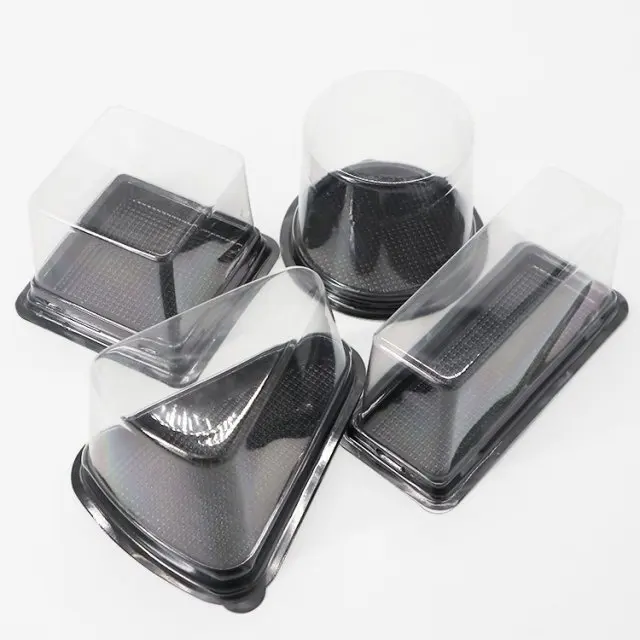 PET Golden Mini Cupcake Boxes Small Disposable Clear Blister Cake Box with Lid Custom Plastic Food Rosin Rectangle Stamping
