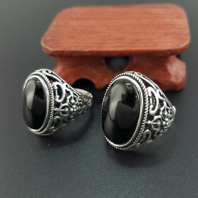 Spanking black opal gemstone silver jewelry 925 sterling silver ring handmade Jewelry Rings