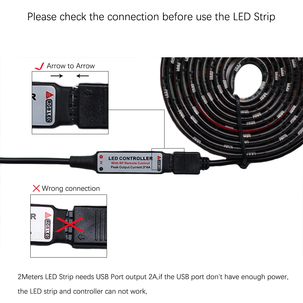 Wholesale backlight waterproof zigzag 5V 3.7V 6V smd 5050 powered USB rgb  led strip