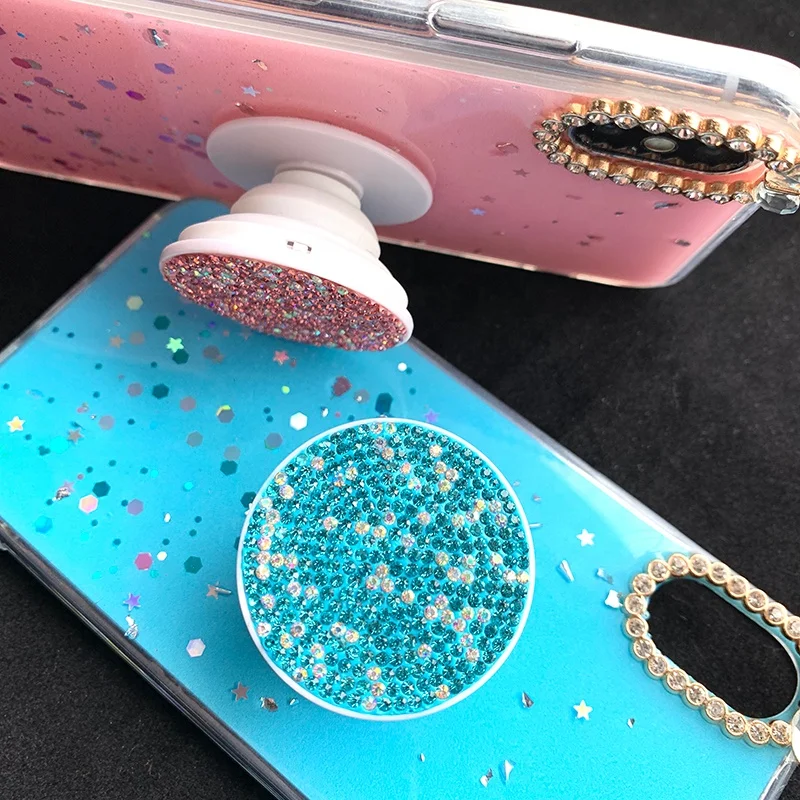 
Hot Sale Acrylic Case with Diamond Airbag Stand Holder Glitter Phone Case For Girls 