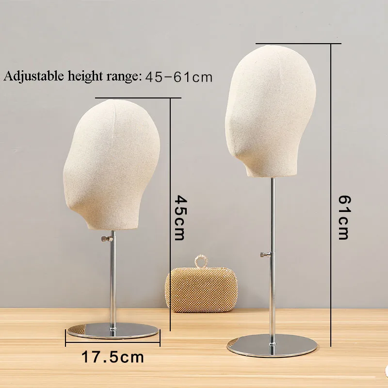 XINJI Metal Base Cloth Wrapped Fabric Mannequin Heads Model Head For Hat