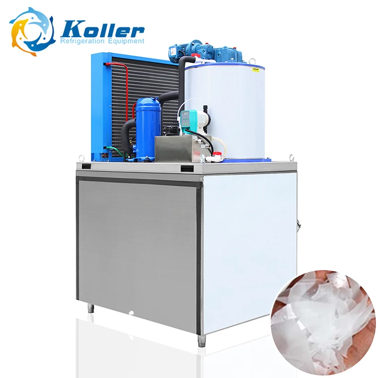 1 ton single day ice making machine small flake ice maker with r22a & heat transfer for fishing boat equipment