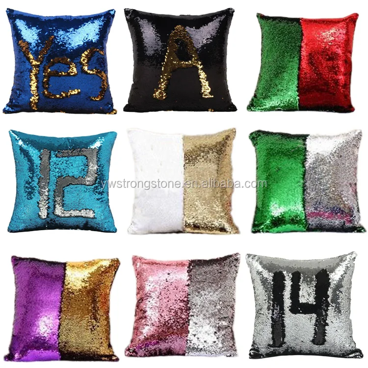 Sequins Throw Pillow Case DIY Two Tone Glitter Cushion Cover Home Decor Cojines 40*40cm Square Almofadas Fundas Promotion Gifts