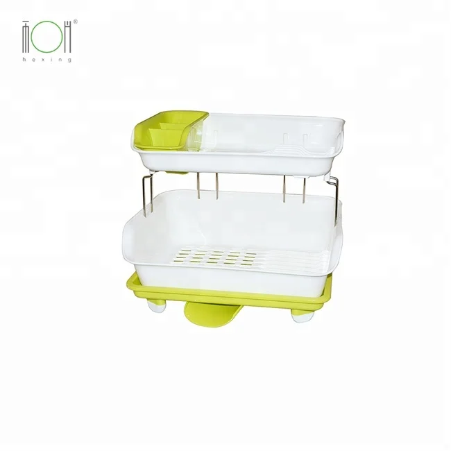 Plastic Double Layer Chopsticks Dish Drainer Tray Shelves Cutlery storage Holders Kitchen Dish Draining Rack