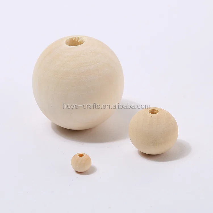 Popular 10mm Wooden Beads With  Hole Wood Round Ball Solid Natural Wooden Bead Accessories
