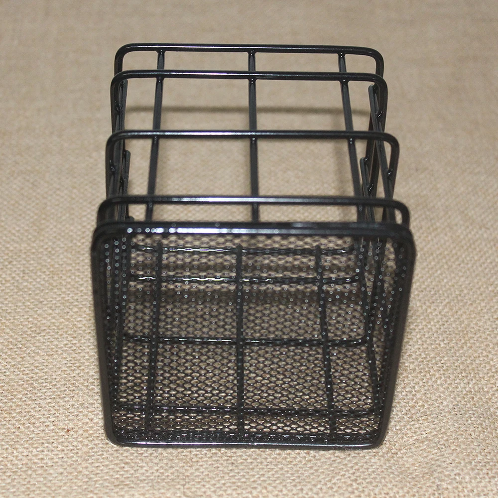 Guangxi Bobai Factory sale black square metal wire office supply pen holder make up holder
