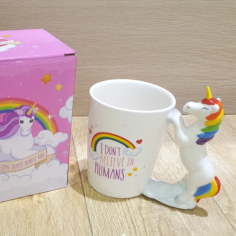 Cuteness 3D  Horse Unicorn Ceramic Coffee Mug Cups for Funny Christmas gift