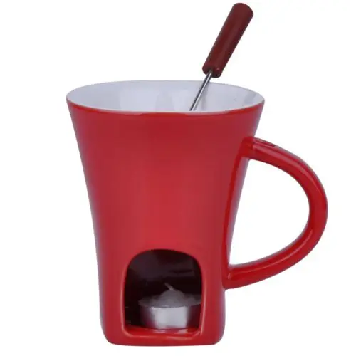 High quality Chocolate Cheese ceramic fondue set with candle and fork