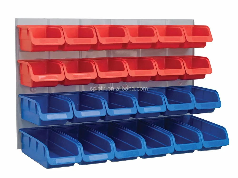 Plastic Rack Wall Mounted Box Storage Organizer Rack Garage Tools Bin
