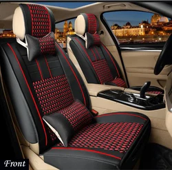 High Quality 5D Fashion PU Leather Full Set Car Seat Cover for Car Seat Protector with Black with Red Ice Silk Car Seat Covers