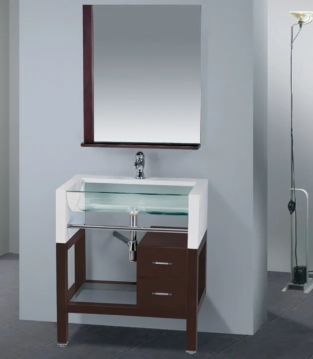 Vanity mirror wood hotel bathroom cabinet Z-E212