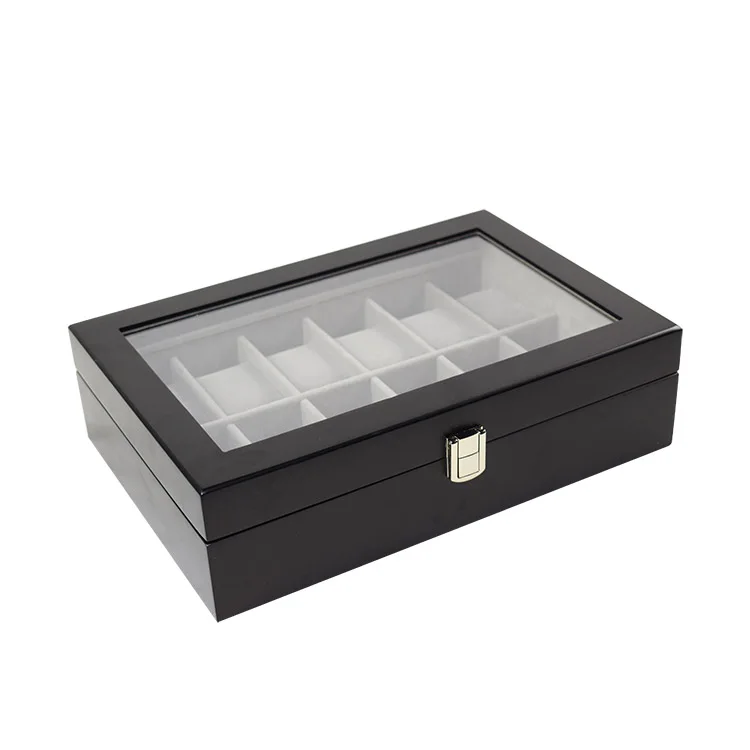 Luxury lacquer 12 slots watch display for men high quality watch storage box