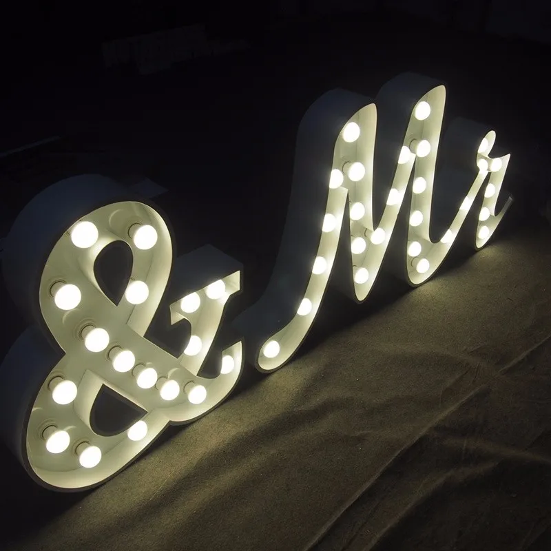 Vintage industrial metal marquee letter light, LED sign, alphabet letters