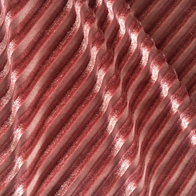Polyester Spandex Striped Velvet Fabric for Dress (60748263308)