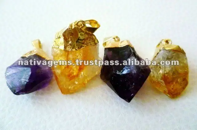 AMETHYST AND CITRINE POINTS PENDANT FROM SOUTH BRAZIL