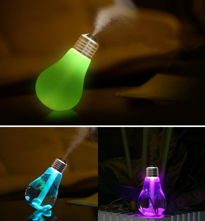 Creative Air Humidifier USB Home Office Mute Aromatic LED Colorful Light Bulb Humidifier Night Light Ultrasonic Humidifier