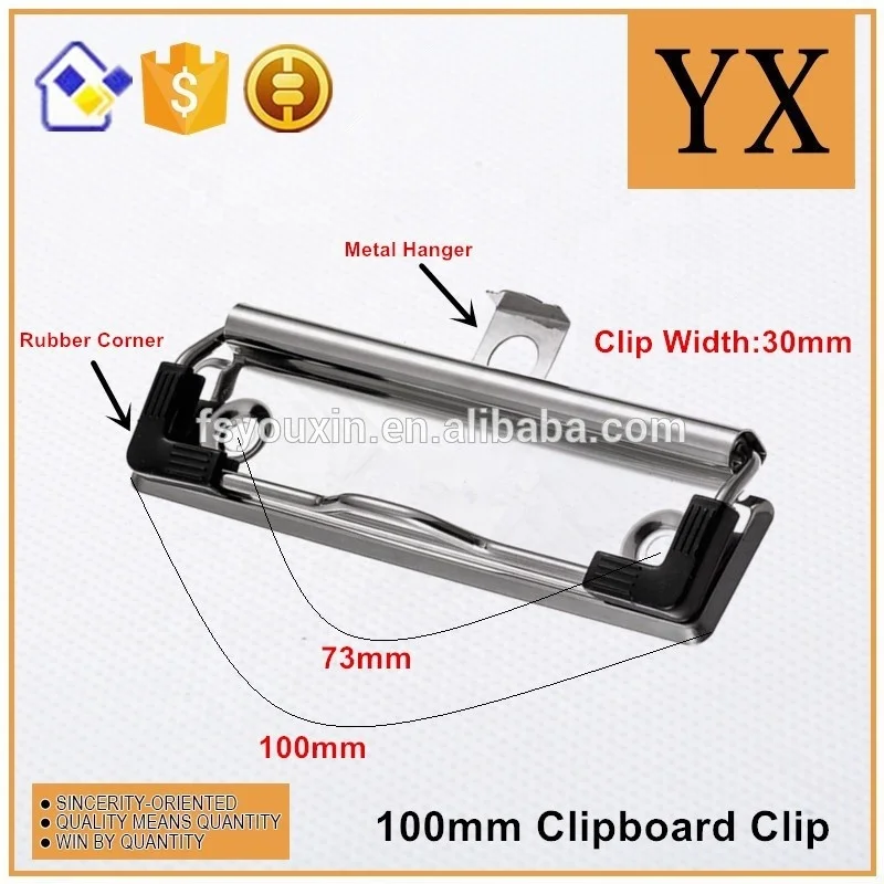 Plain metal A5/A4/A3 strong/paper clipboard clip with plastic rubber corner