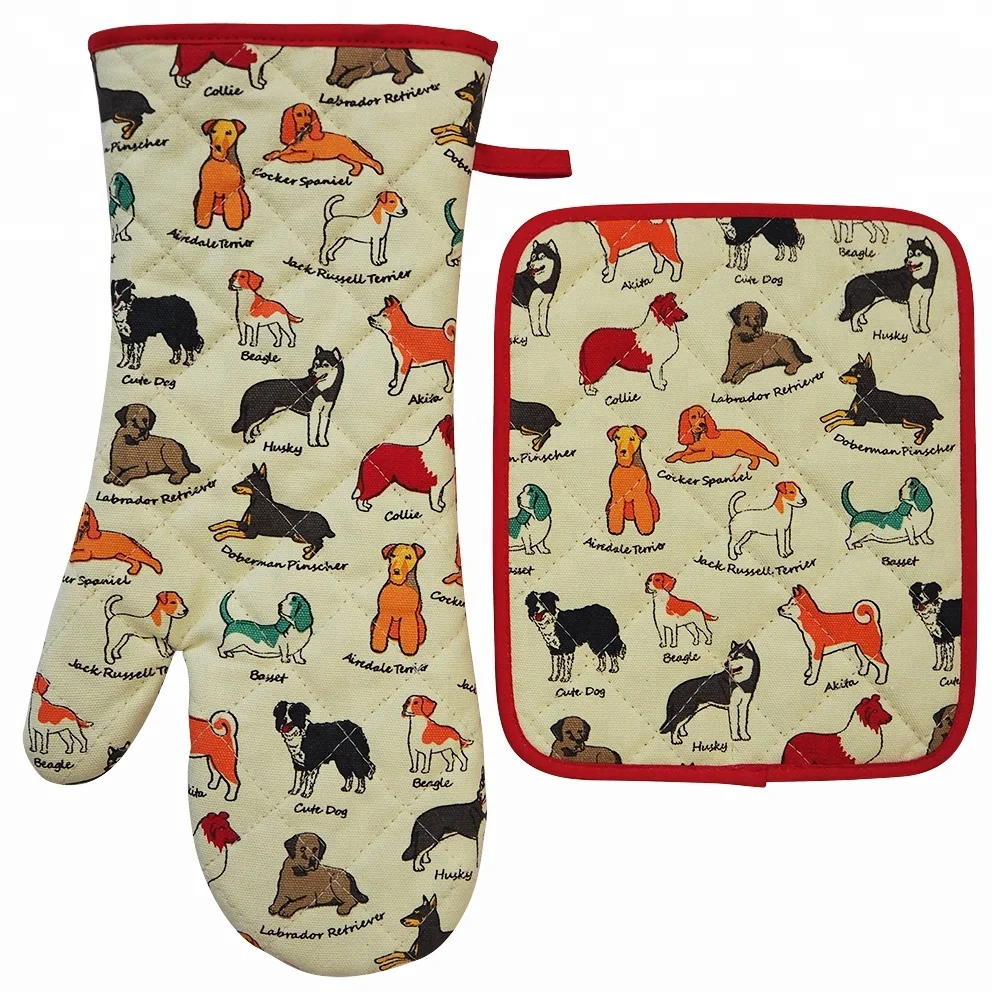 100% Cotton, Eco-Friendly & Safe Pot Holders and Oven Mitts Kitchen Set