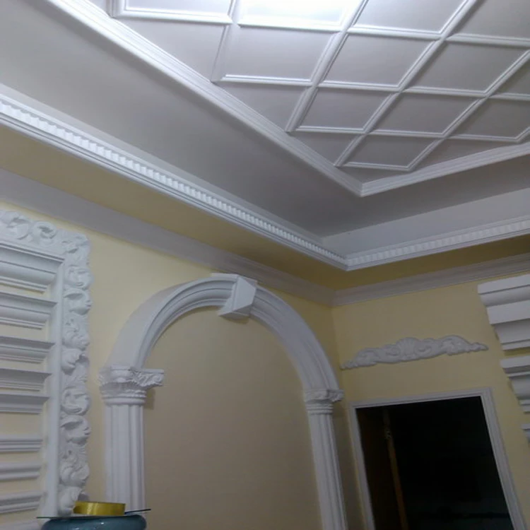 Environmental Fireproof White Gypsum Cornices