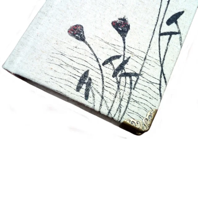 Unique 100% Linen Fabric Flowers Printed Covered Journals Hemp Notebook