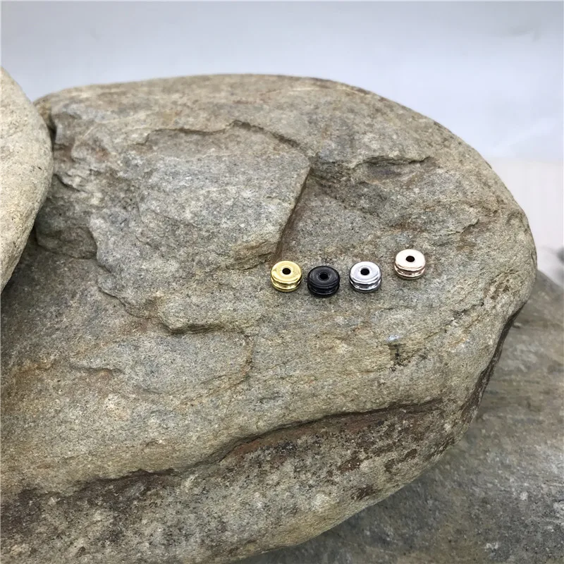 Заводская поставка, модные ювелирные изделия, Золотые, черные, из нержавеющей стали, металл, мини, маленькие бусины 6x3 мм для браслета