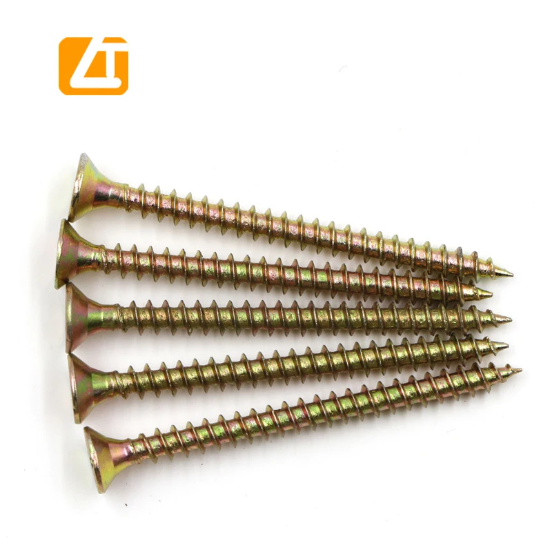 China manufacturer yellow zinc plated countersunk flat head chipboard screw for wood