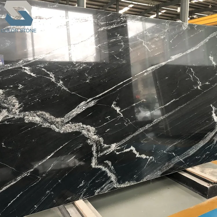 Polished black horse granite slabs black granite price m2