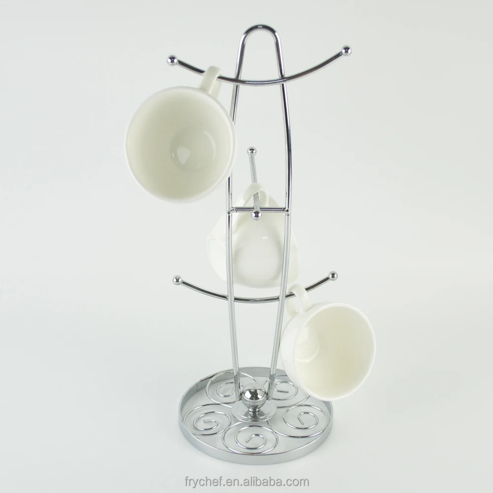 6 Hook Wire Metal Coffee Mug Tree Air Drying Stand / Tea Cup Rack / Glass Holder F0148-1