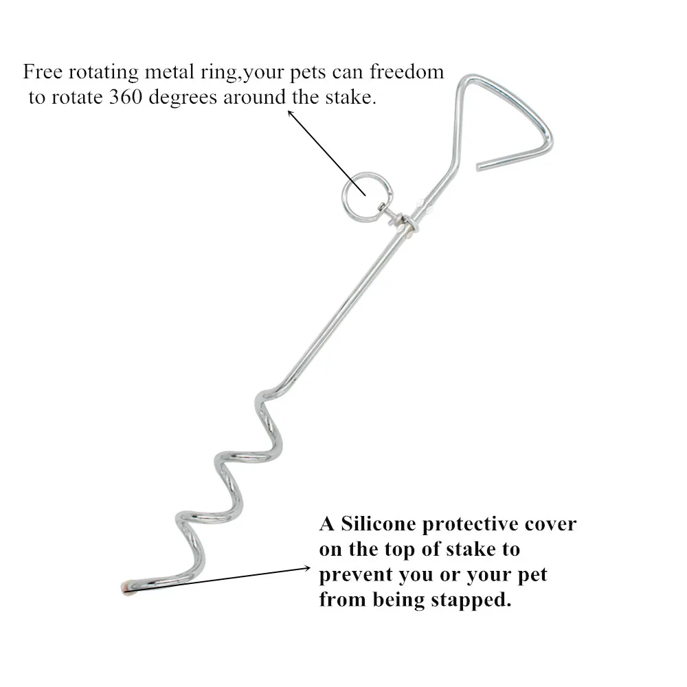 GaoSheng PVC coated steel wire rope hand free dog tie-out cable with heavy duty spiral dog stake