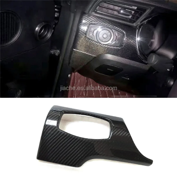 
Real Carbon Fiber Interior Trims Dashboard Meter Bar Cover Mouldings For Ford Mustang 2015 2016 2017 Center Console decoration 
