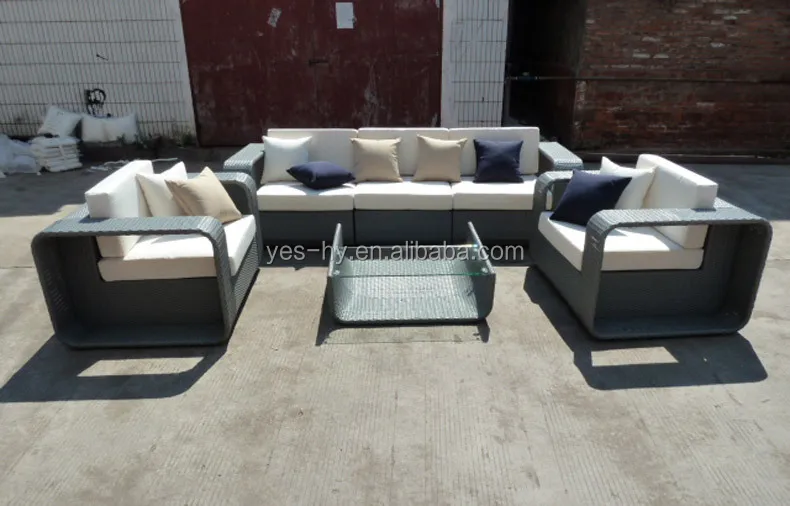 
All weather wicker rattan woven patio seating furniture set sectional outdoor corner sofa model S220 