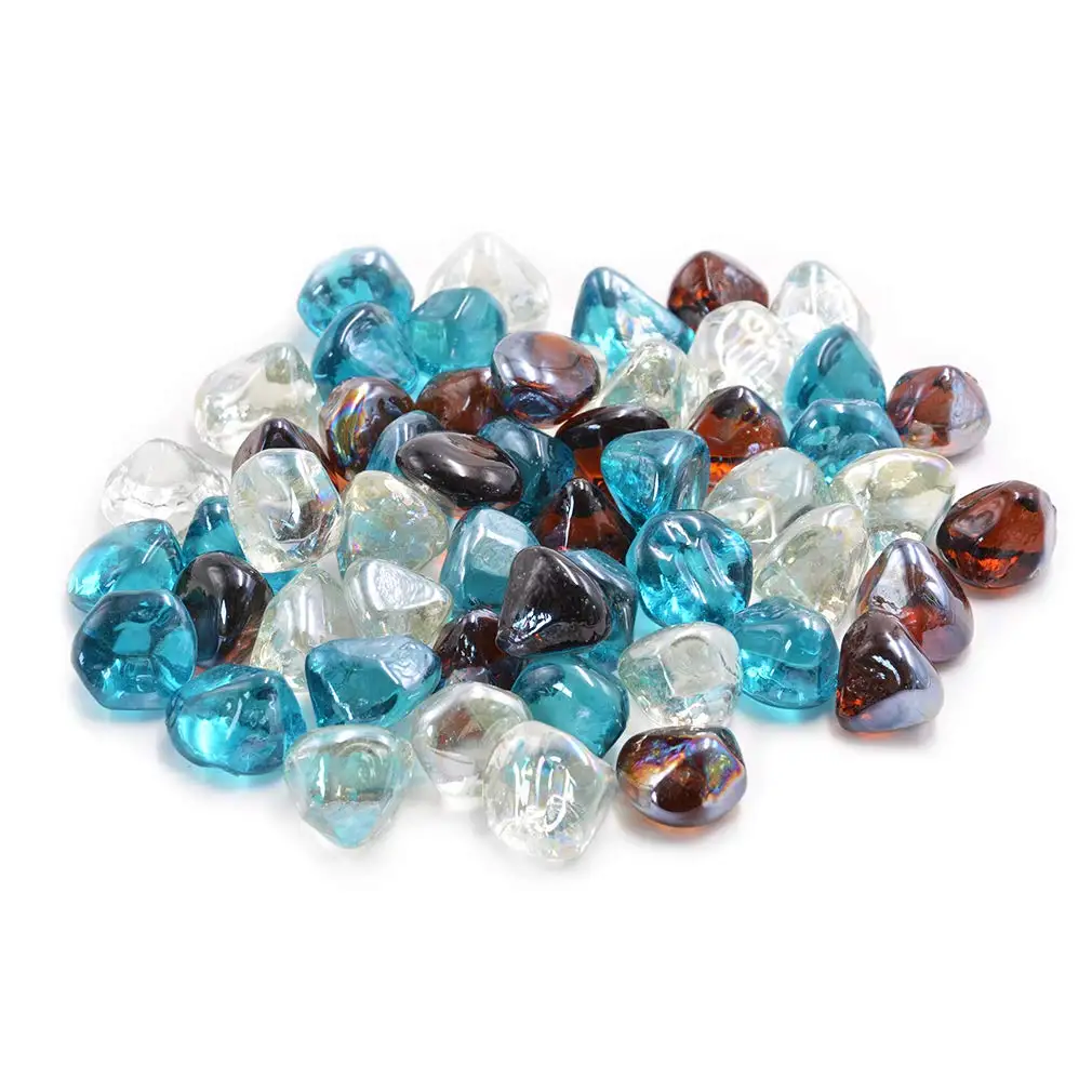 10 Pound Mix Color Fire Glass Diamonds for Fire Pit Fireplace Landscaping