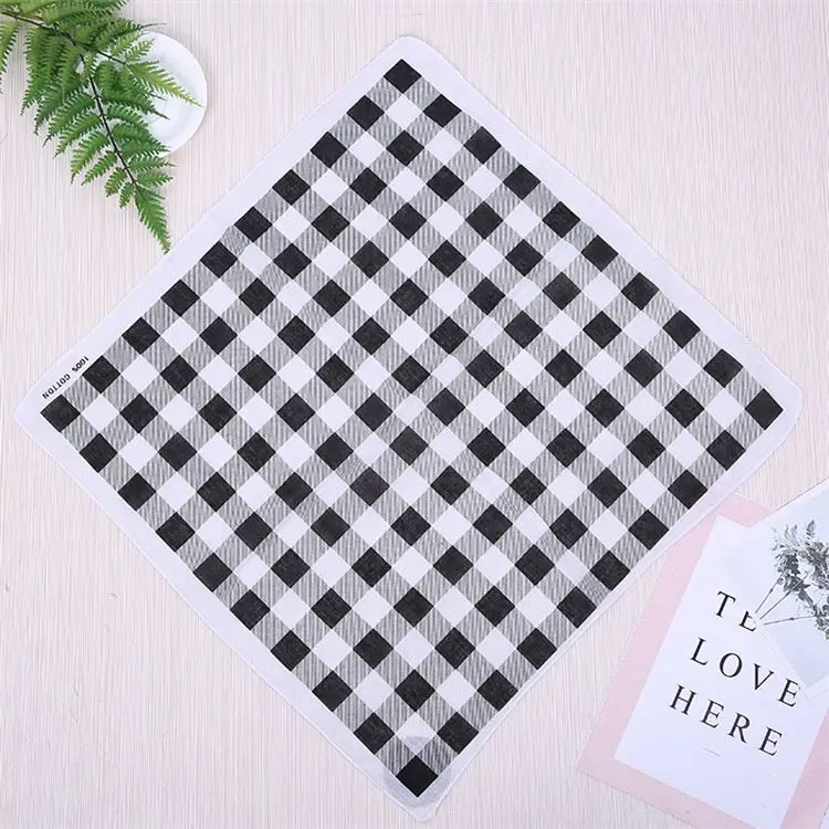 China custom fashion charming grid printed hair bandana custom logo bandana