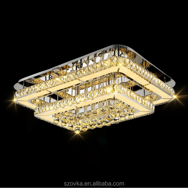 Best new design contemporary luxury rectangular led crystal ceiling lamp lighting