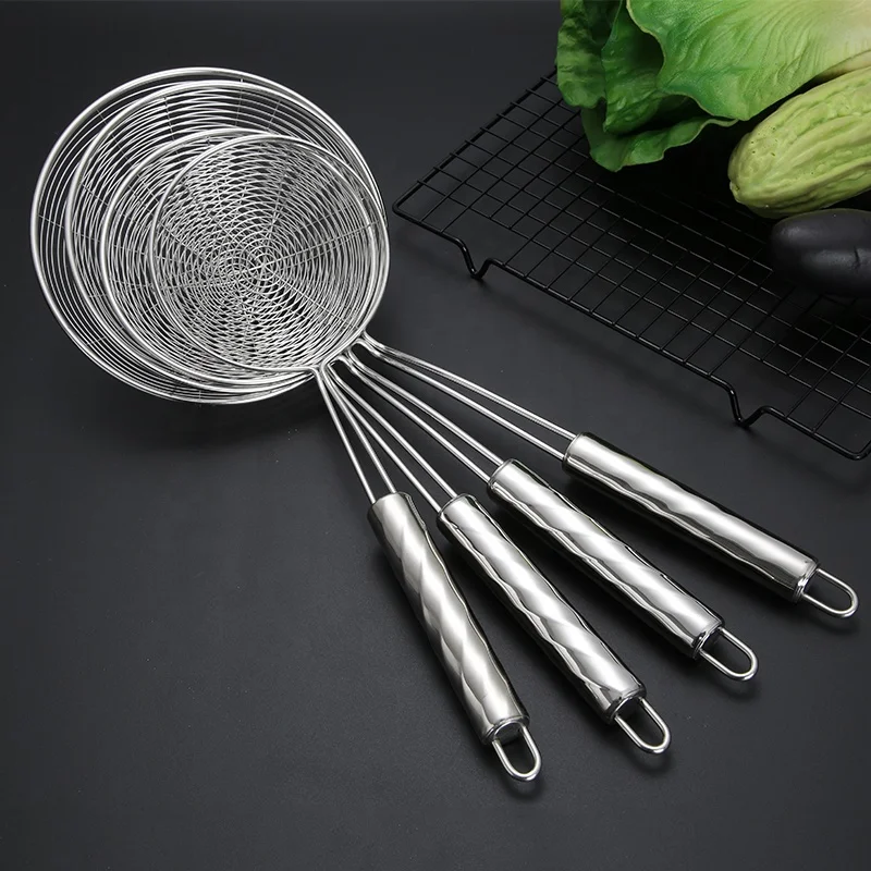 Кухонный ситечко из нержавеющей стали, набор из 4 тонких сетчатых дуршлагов, металлический дуршлаг для пасты и жарки на кухне