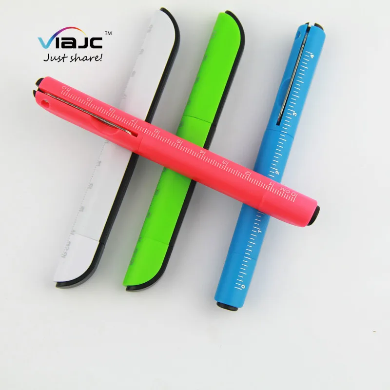 
Office promotional ball pen multifunction with knife and scissor ruler 