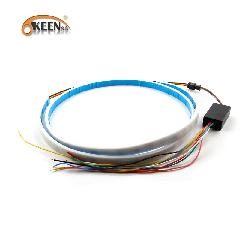 KEEN Colorful 12V 120cm Car LED trunk light 5050 RGB strip moving Flash Warning Turn Signal Lamp
