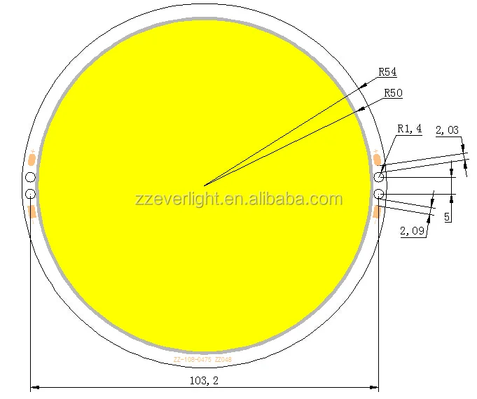 High Efficiency round  12v cob 50w flip led chip 100lm/w CRI80ra  factory directly