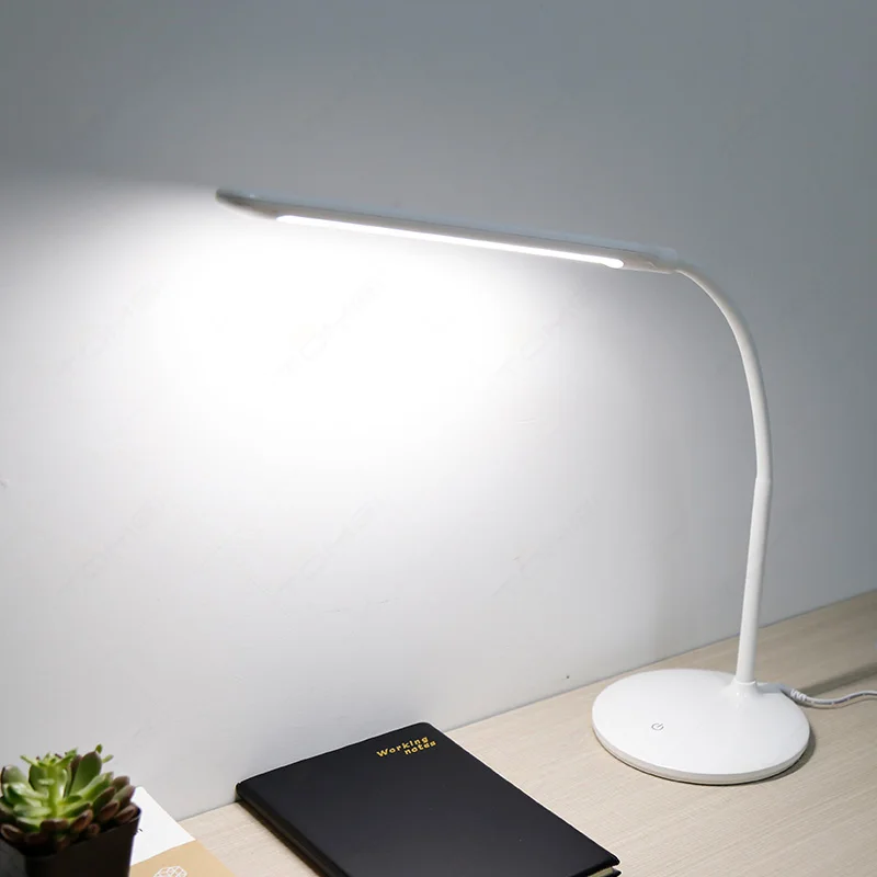 Goose neck shape ABS Folding Dimming Led Desk Lamp Adjustable Led Reading Desk Lamp Adjustable Led Table Light white