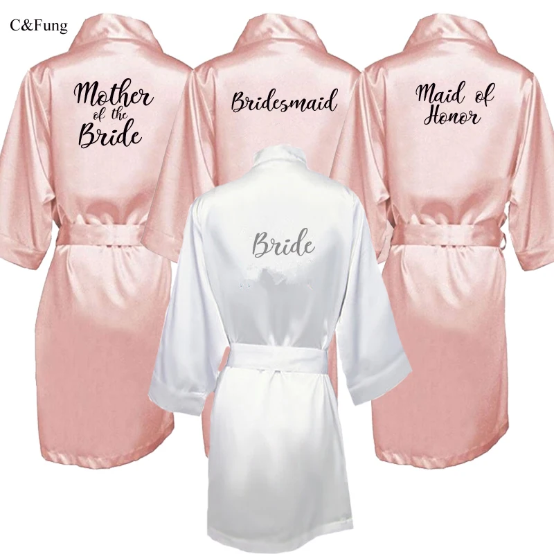 College Student Fashion Sleepwear Custom Women Bride Party Satin Robe Women