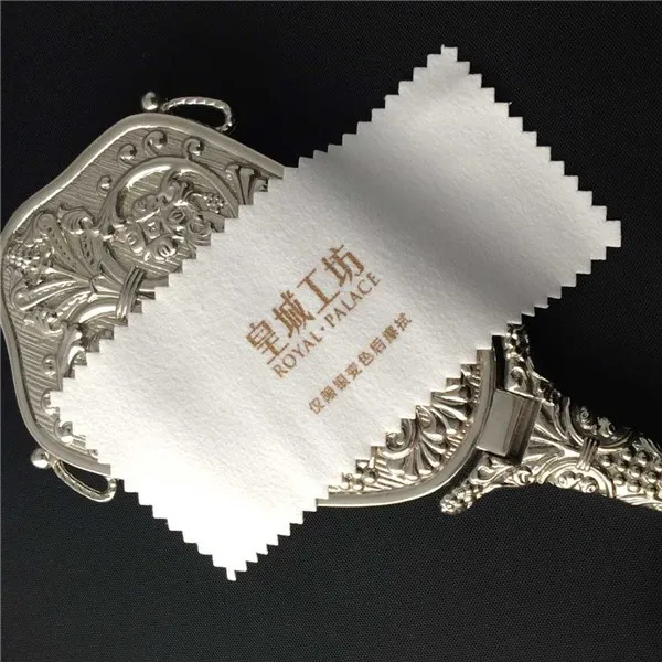 wholesale customized good quality silver polishing cloth white color