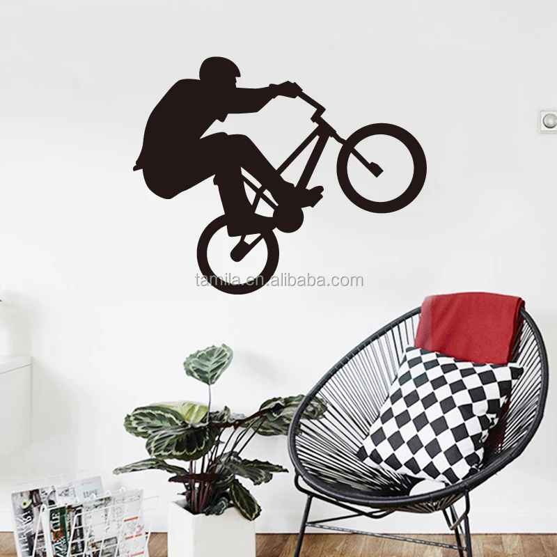 Kids bicycle sport theme boy wall sticker design for home decal