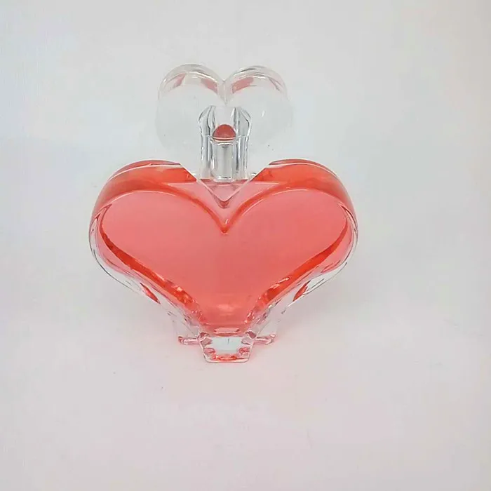 100ml heart shape clear glass perfume bottle luxury glass bottle with heart shape cap