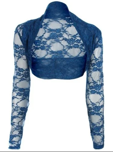 Womens Cropped Lace Shrug Long Sleeve Ladies Lace Cardigan Top Jacket