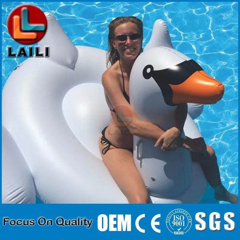 Eco-friendly PVC Round Mouth White Swan Pool Float/Green Life water game toys Inflatable Float/inflatable toy